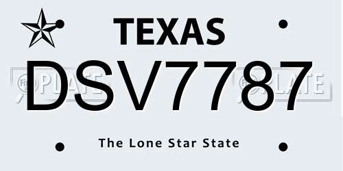 DSV7787 Texas License Plate