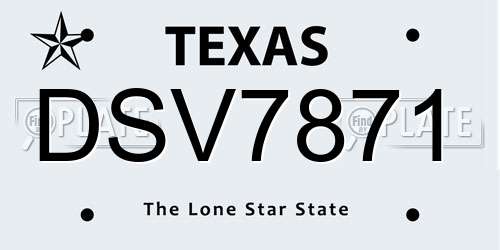 DSV7871 Texas License Plate