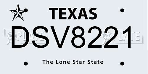 DSV8221 Texas License Plate