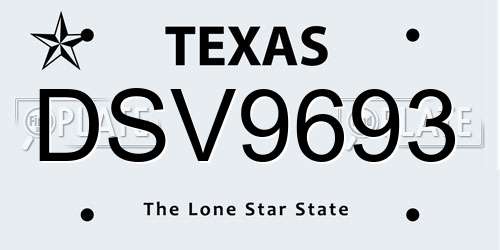 DSV9693 Texas License Plate