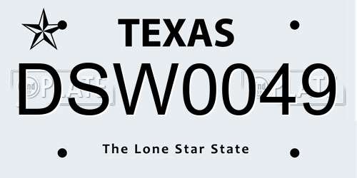 DSW0049 Texas License Plate