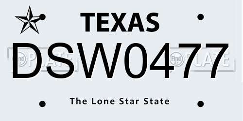 DSW0477 Texas License Plate