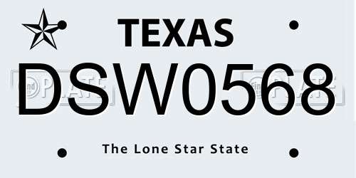 DSW0568 Texas License Plate