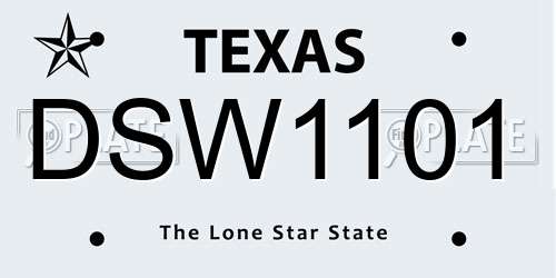DSW1101 Texas License Plate