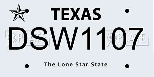 DSW1107 Texas License Plate