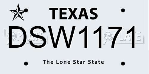 DSW1171 Texas License Plate