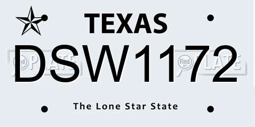 DSW1172 Texas License Plate