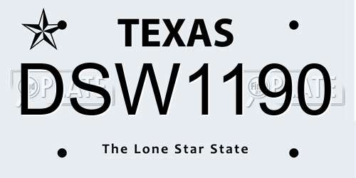 DSW1190 Texas License Plate