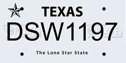DSW1197 Texas License Plate