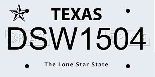 DSW1504 Texas License Plate