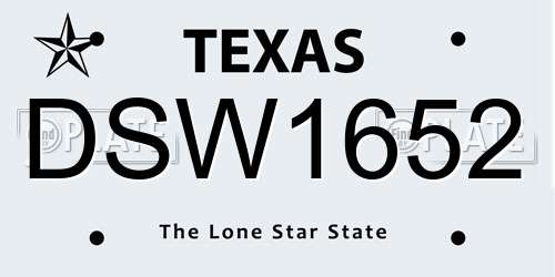 DSW1652 Texas License Plate