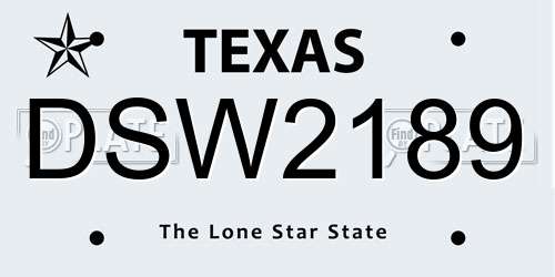 DSW2189 Texas License Plate