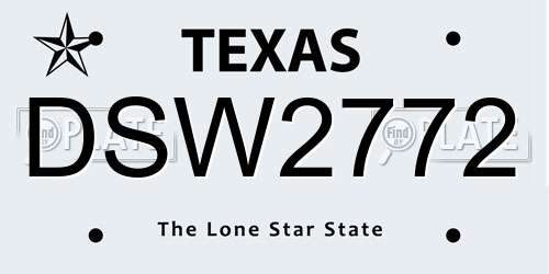DSW2772 Texas License Plate