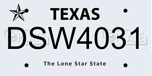 DSW4031 Texas License Plate