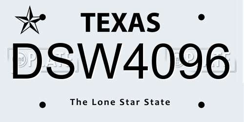 DSW4096 Texas License Plate
