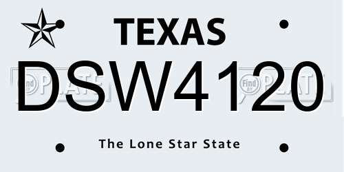 DSW4120 Texas License Plate