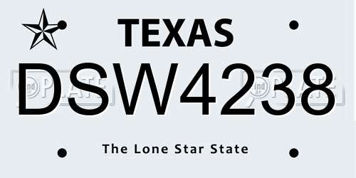 DSW4238 Texas License Plate