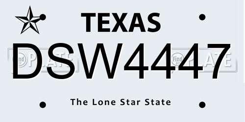DSW4447 Texas License Plate