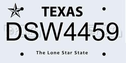 DSW4459 Texas License Plate