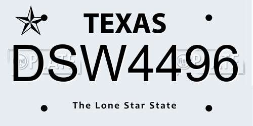 DSW4496 Texas License Plate