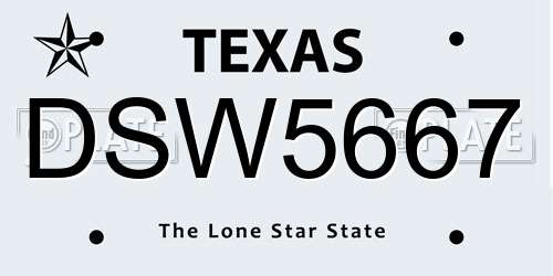 DSW5667 Texas License Plate