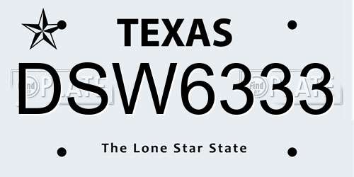 DSW6333 Texas License Plate