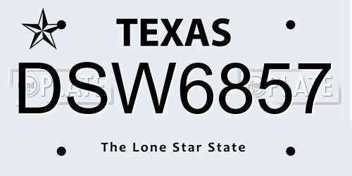 DSW6857 Texas License Plate