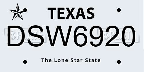 DSW6920 Texas License Plate