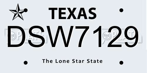 DSW7129 Texas License Plate