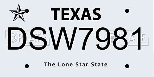 DSW7981 Texas License Plate