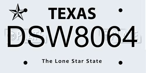 DSW8064 Texas License Plate