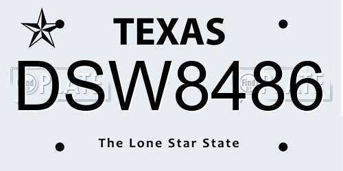 DSW8486 Texas License Plate