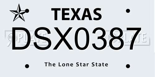 DSX0387 Texas License Plate