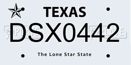 DSX0442 Texas License Plate