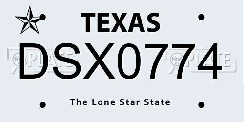DSX0774 Texas License Plate