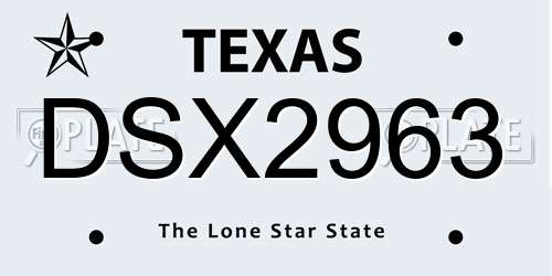 DSX2963 Texas License Plate
