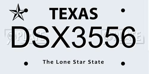 DSX3556 Texas License Plate