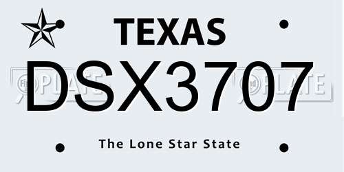 DSX3707 Texas License Plate