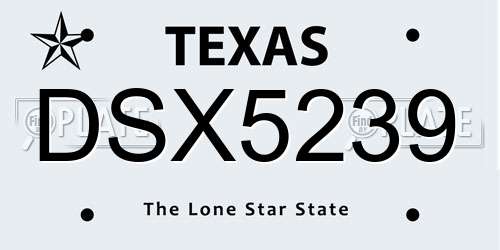DSX5239 Texas License Plate