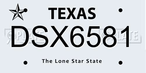 DSX6581 Texas License Plate