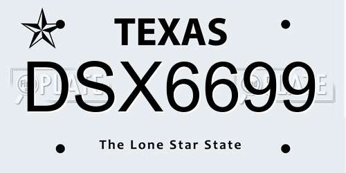 DSX6699 Texas License Plate