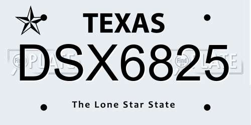 DSX6825 Texas License Plate