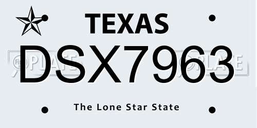 DSX7963 Texas License Plate
