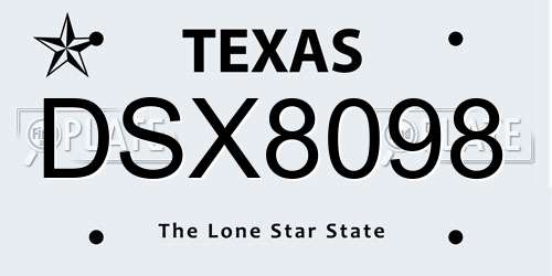 DSX8098 Texas License Plate