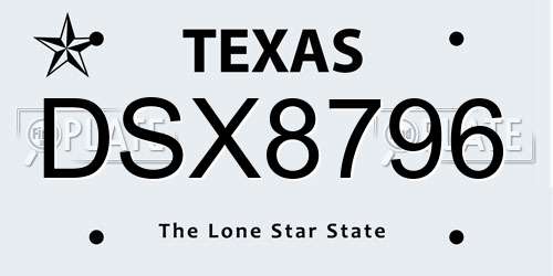 DSX8796 Texas License Plate