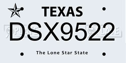 DSX9522 Texas License Plate