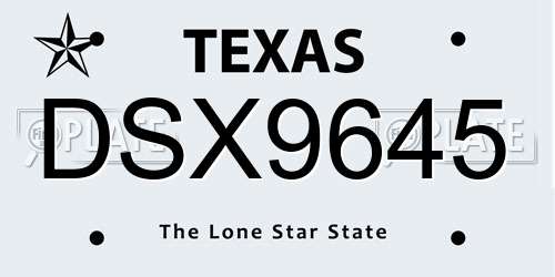 DSX9645 Texas License Plate