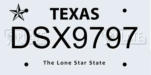 DSX9797 Texas License Plate