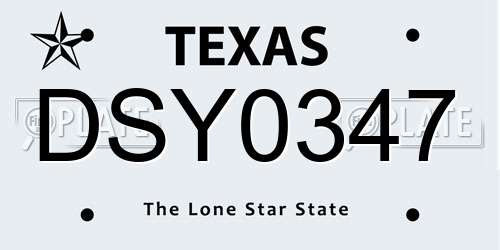 DSY0347 Texas License Plate