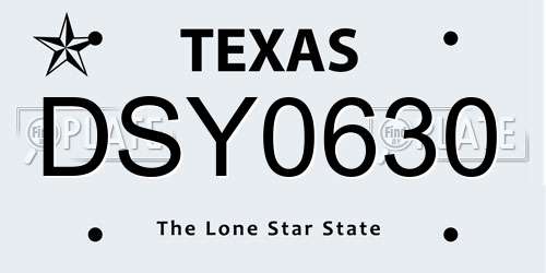 DSY0630 Texas License Plate
